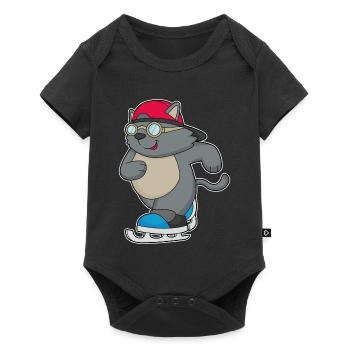 Katze Eislaufen Schlittschuhe - Baby Premium short-sleeve bodysuit - black - Front