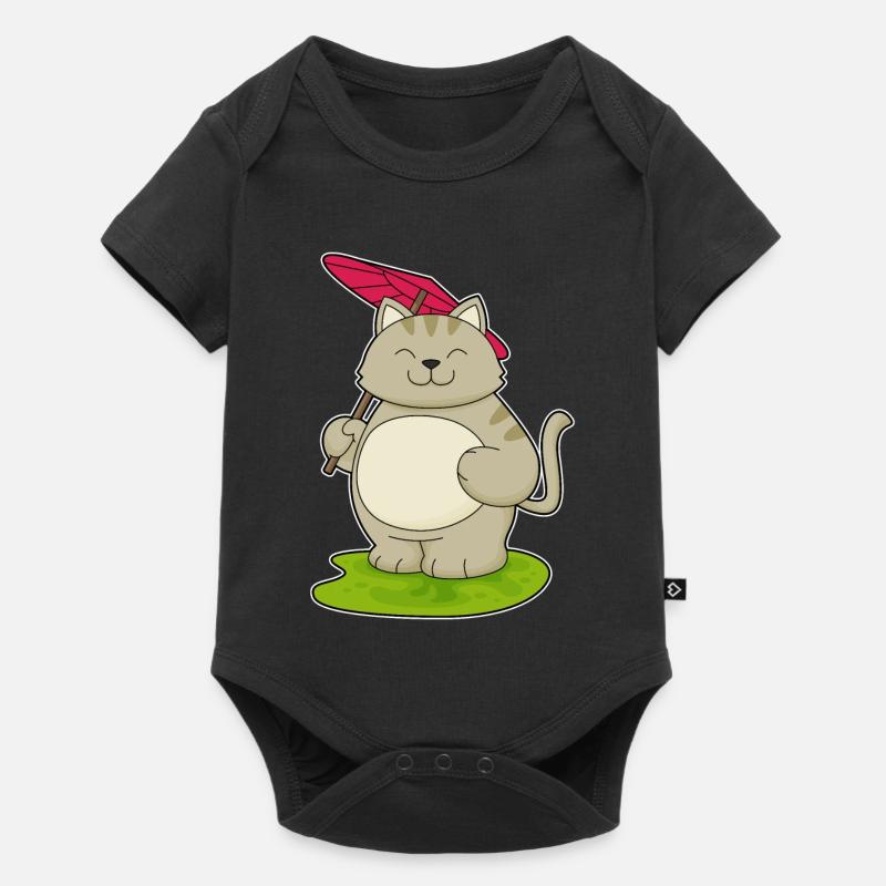 Chat avec parapluie - Body à manches courtes Premium Bébé - noir
