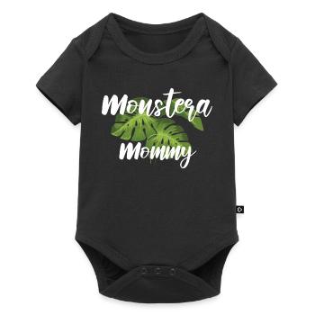 Monstera Mommy Pflanzenmama Pflanzen Geschenk - Baby Premium Kurzarmbody - Schwarz - Vorne