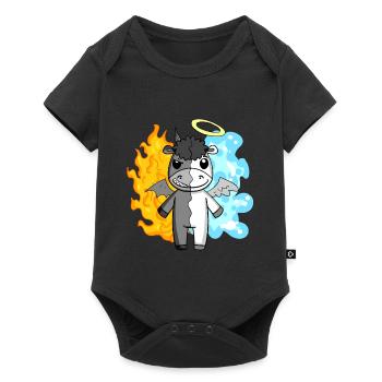 Esel - Engel und Teufel - Baby Premium Kurzarmbody - Schwarz - Vorne