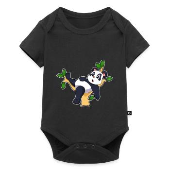 Panda Zweig - Baby Premium Kurzarmbody - Schwarz - Vorne