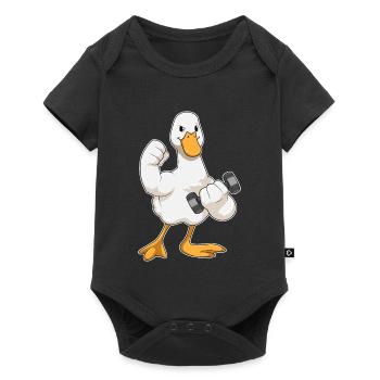 Culturiste Dumbbell Dumb Bodybuilding - Body à manches courtes Premium Bébé - noir - Devant