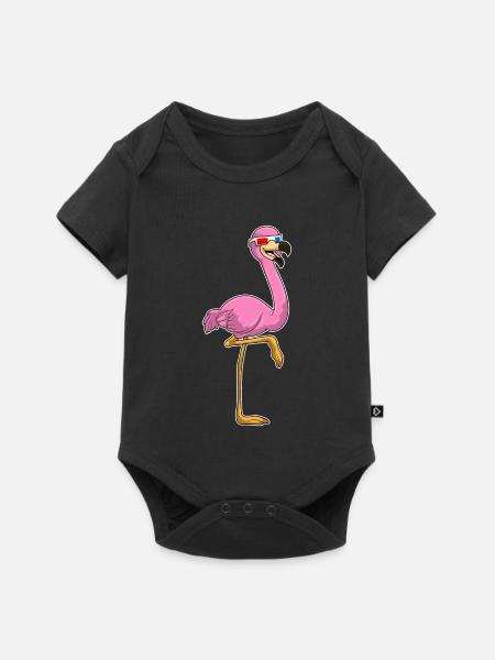 Flamingo Brille - Baby Premium Kurzarmbody - Schwarz