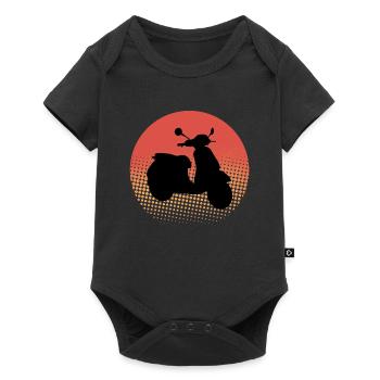 Roller Fahrer Roller Motorrad Vintage Retro - Baby Premium Kurzarmbody - Schwarz - Vorne