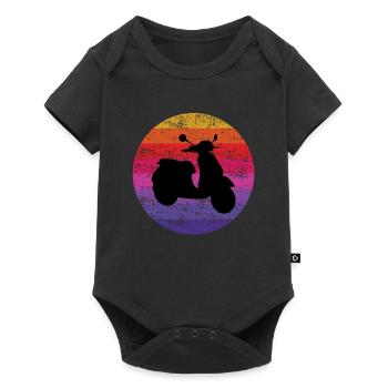 Roller Fahrer Roller Motorrad Vintage Retro - Baby Premium Kurzarmbody - Schwarz - Vorne
