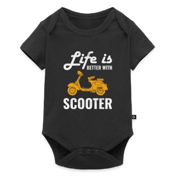 Scooter Rider Scootering Moto Cyclomoteur Drôle - Body à manches courtes Premium Bébé - noir - Devant