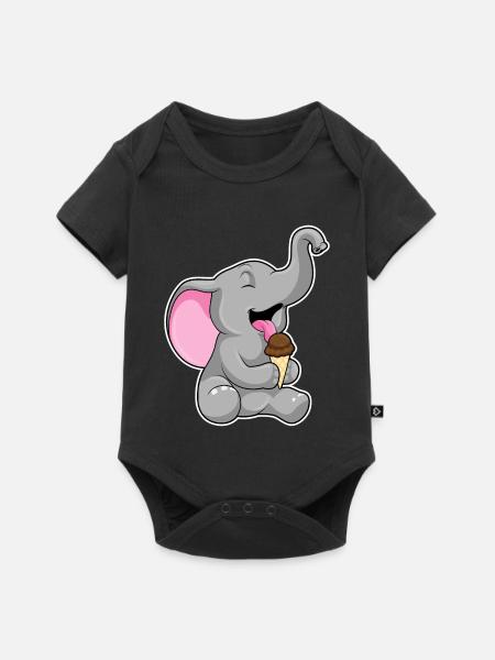 Elefant Waffeleis - Baby Premium Kurzarmbody - Schwarz