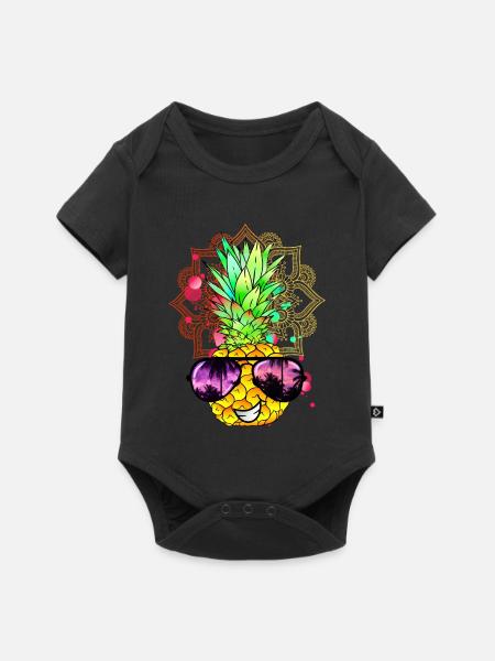 Ananas Mandala - Baby Premium Kurzarmbody - Schwarz
