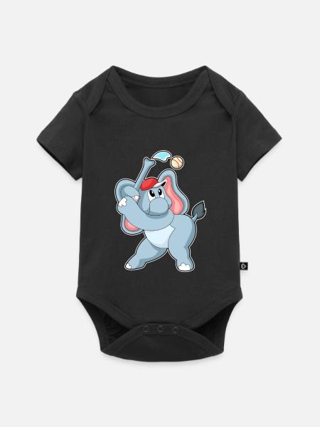 Elefant Baseball - Baby Premium Kurzarmbody - Schwarz