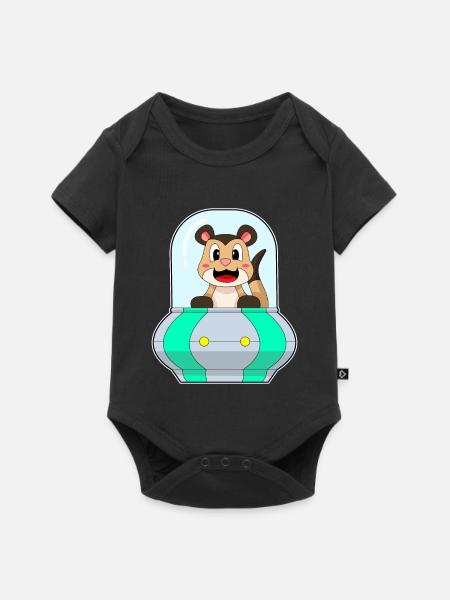 Erdmännchen Raumschiff Weltraum - Baby Premium Kurzarmbody - Schwarz