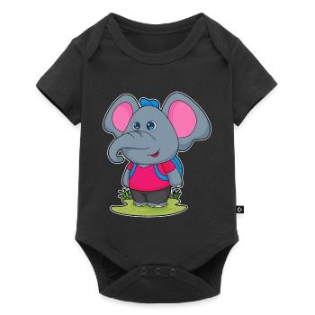 École de sac à dos pour élèves éléphants - Body à manches courtes Premium Bébé - noir - Devant