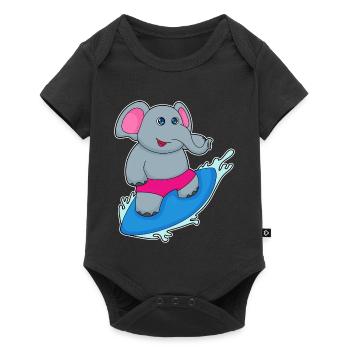 Elephant Surfing Surfboard Summer - Baby Premium short-sleeve bodysuit - black - Front