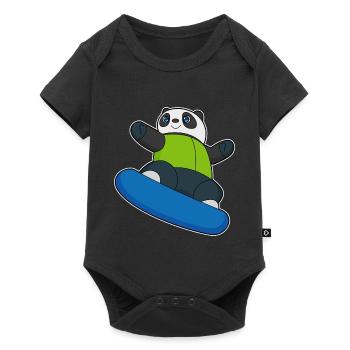 Panda Snowboarder Snowboard - Body à manches courtes Premium Bébé - noir - Devant