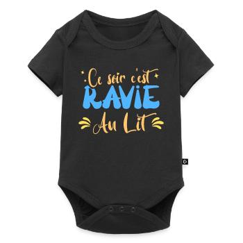 Ce soir c'est ravie au lit humour blague mariage - Body à manches courtes Premium Bébé - noir - Devant