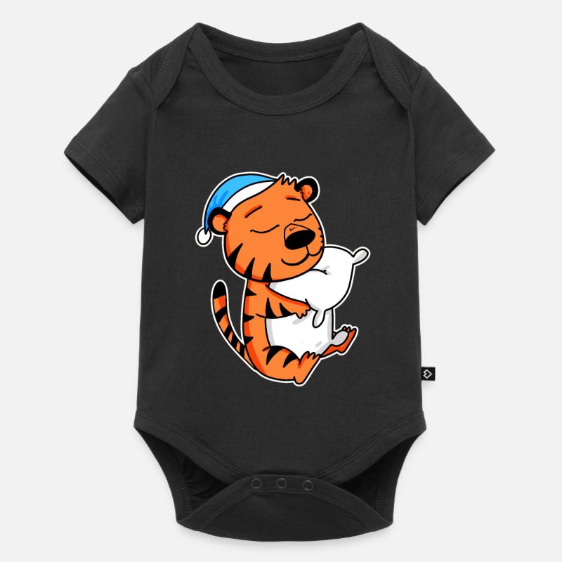 Tigre avec oreiller et bonnet de couchage - Body à manches courtes Premium Bébé - noir