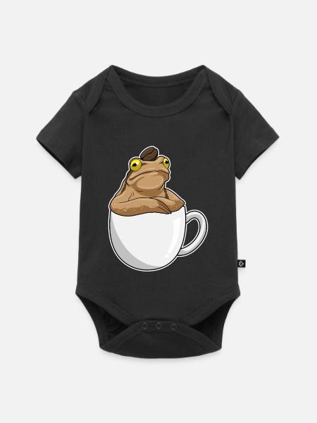 Frosch Kaffee Kaffeebohne - Baby Premium Kurzarmbody - Schwarz