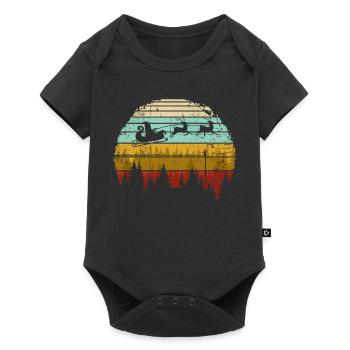 Traîneau vintage du Père Noël au coucher du soleil - Body à manches courtes Premium Bébé - noir - Devant