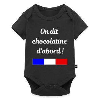 On dit chocolatine d'abord - Body à manches courtes Premium Bébé - noir - Devant