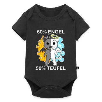 Katze Katzenrasse Bombay - Engel und Teufel - Baby Premium Kurzarmbody - Schwarz - Vorne