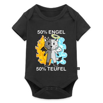 Katzenrasse American Bobtail - Engel und Teufel - Baby Premium Kurzarmbody - Schwarz - Vorne
