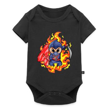 4th Birthday Boy 4 years old Ninja - Baby Premium short-sleeve bodysuit - black - Front
