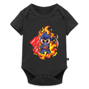 1st Birthday Boy 1 Year Old Ninja - Baby Premium short-sleeve bodysuit - black - Front
