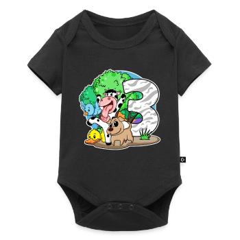 3. Geburtstag Niedliche Tiere 3 Jahre alt - Baby Premium Kurzarmbody - Schwarz - Vorne