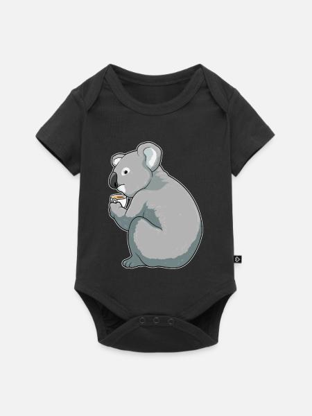 Koala Kaffee Tasse - Baby Premium Kurzarmbody - Schwarz