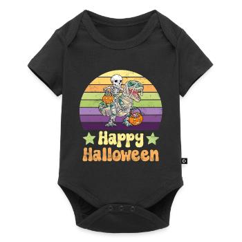 Halloween Skeleton on Dinosaur T-Rex - Baby Premium short-sleeve bodysuit - black - Front