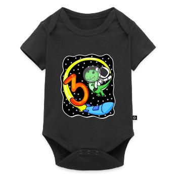 Jeune astronaute dinosaure de 3 ans - Body à manches courtes Premium Bébé - noir - Devant