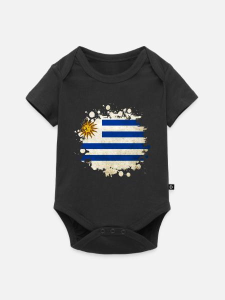 Uruguay Klecks Flaggen Design - Baby Premium Kurzarmbody - Schwarz