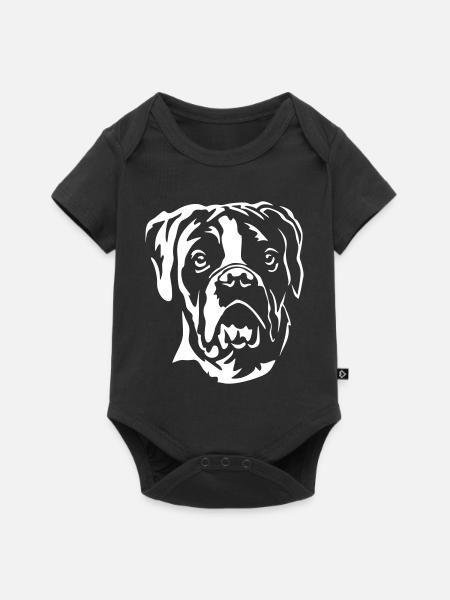 Boxer Kopf "Black Edition" - Baby Premium Kurzarmbody - Schwarz