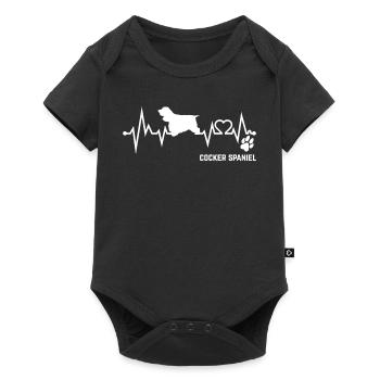 Cocker Spaniel Heartbeat Pulse ECG Cadeau pour chien - Body à manches courtes Premium Bébé - noir - Devant