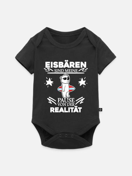 Eisbär Polarbär Bär - Baby Premium Kurzarmbody - Schwarz