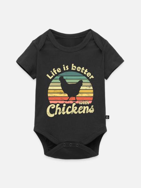 Huhn Hühner - Baby Premium Kurzarmbody - Schwarz