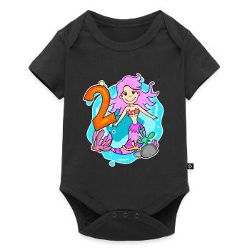 Fille de 2 ans sirène de 2ème anniversaire - Body à manches courtes Premium Bébé - noir - Devant