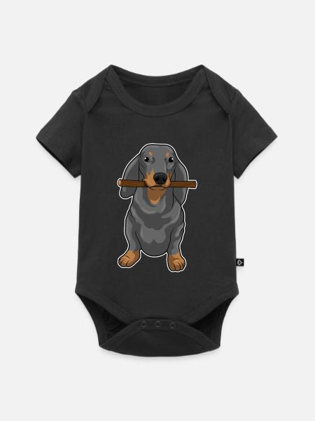 Dackel Stock - Baby Premium Kurzarmbody - Schwarz