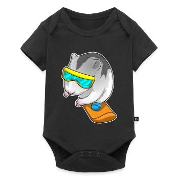 Hamster Snowboarder Snowboard - Body à manches courtes Premium Bébé - noir - Devant