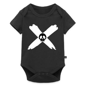 Skull and white cross - Baby Premium short-sleeve bodysuit - black - Front