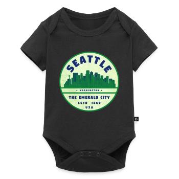 Emerald City Seattle Vintage Badge - Baby Premium short-sleeve bodysuit - black - Front