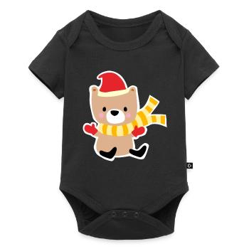 Winter bear with Christmas hat - Baby Premium short-sleeve bodysuit - black - Front