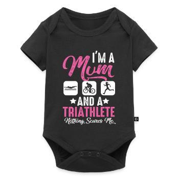 Ich Bin Eine Mutter Und Ein Triathlet - Baby Premium Kurzarmbody - Schwarz - Vorne