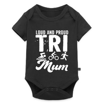 Triathlète Tri Maman bruyante et fière - Body à manches courtes Premium Bébé - noir - Devant