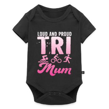 Triathlète Tri Maman bruyante et fière - Body à manches courtes Premium Bébé - noir - Devant