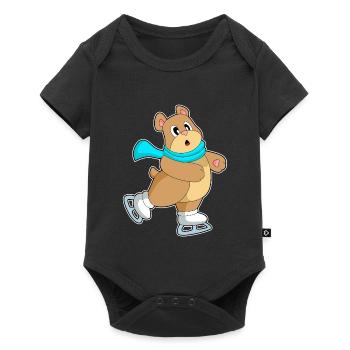 Bear Ice Skating Skates - Baby Premium short-sleeve bodysuit - black - Front