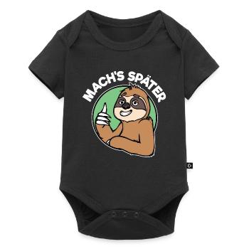 Faul Tier Säugetier Faultier Statement Urwald - Baby Premium Kurzarmbody - Schwarz - Vorne