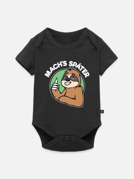 Faul Tier Säugetier Faultier Statement Urwald - Baby Premium Kurzarmbody - Schwarz