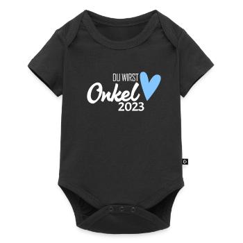 Onkel 2023 - Schwangerschaft verkünden Geschenk - Baby Premium Kurzarmbody - Schwarz - Vorne