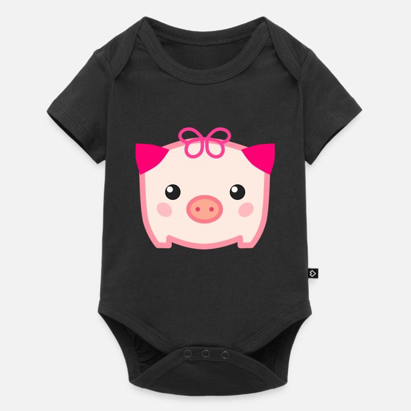Cochon mignon Kawaii - Body à manches courtes Premium Bébé - noir