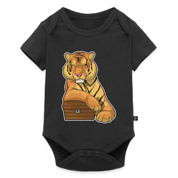 Tiger Treasure Chest - Baby Premium short-sleeve bodysuit - black - Front